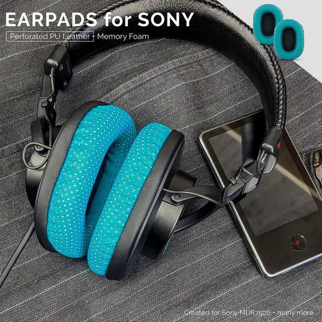 Alt view image 4 of 5 - Brainwavz Perforated Replacement Earpads for Sony MDR 7506, V6 & CD900ST with Memory Foam Ear Pad & Suitable for Other On Ear Headphones (Turquoise)