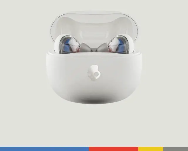 Alt view image 2 of 5 - Skullcandy Rail Wireless Earbuds, Bluetooth Headphones, Noise Isolating Fit, Up to 42 Hours Battery, IP55 Sweat and Water Resistant, Microphone for iPhone Android - Bone