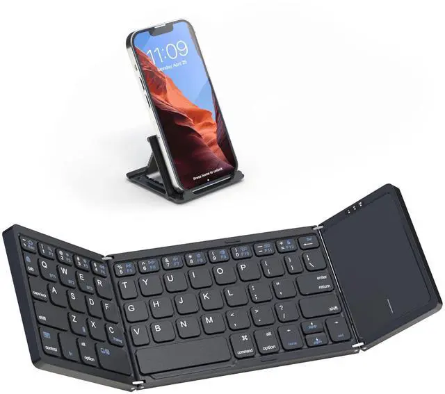 Main image of Artciety Foldable Bluetooth Keyboard, Folding Portable Wireless Keyboard with touchpad,Travel Pocket Keyboard for iOS Android Windows Mac Smartphone Tablet & Laptop, Sync Up to 3 Devices, Black