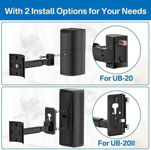 Alt view image 2 of 5 - Tiebutie Angle Adjustable Speaker Wall Mount for Bose Speakers - Ceiling & Wall Mount for Bose UB-20 Series II, SoundTouch, CineMate, Lifestyle, Acoustimass, Cube Surround Speaker Bracket, 2 Pack