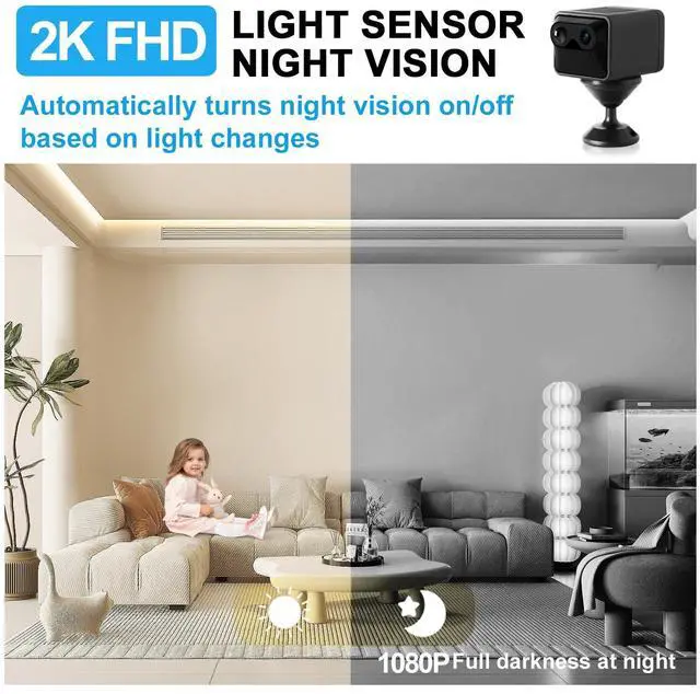 Alt view image 5 of 5 - BEEDMXU Home 2K Ultra HD Hidden Camera Wireless WiFi Camera, 150 Days Standby, Night Vision, Motion Detection, Cloud Storage for Baby Office Pet Indoor Security Camera