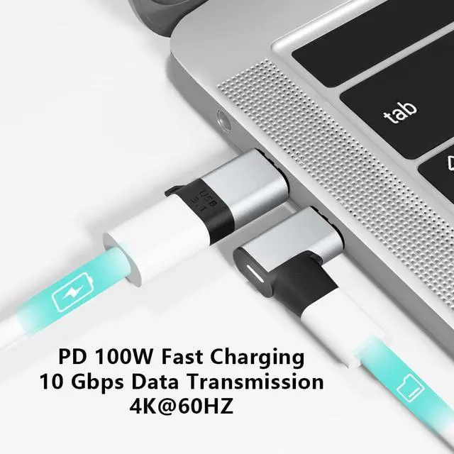 Alt view image 2 of 5 - aucon USB C Magnetic Adapter 24Pins Type C Connector Straight + Right Angle 4K@60HZ PD 100W Fast Charging 10Gb/s Data Transfer Compatible with iPad MacBook Pro Air Switch