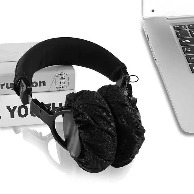 Alt view image 5 of 5 - Geekria 100 Pairs Individually Wrapped Disposable Headphone Covers, Compatible with Over-Ear and MRI Headsets, Stretchable Sanitary Ear Pads (M, Black)