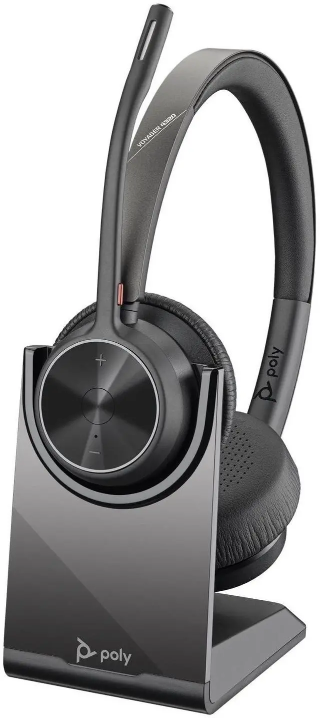 Alt view image 4 of 5 - Poly - Voyager 4320 UC Wireless Headset + Charge Stand (Plantronics) - Headphones with Boom Mic - Connect to PC/Mac via USB-A Bluetooth Adapter, Cell Phone via Bluetooth - Works with Teams, Zoom &More