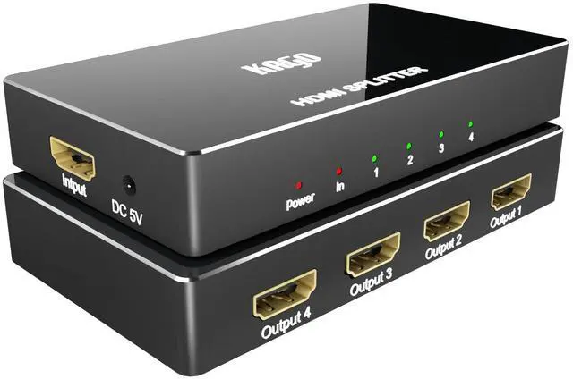 Main image of KAGO HDMI Splitter - 1 in 4 Out TV Splitters Premium Quality High Resolutions Support HDMI 2.0, HDCP 2.2, 18 Gbps 4K@60Hz 2k@120Hz 36-Bit Deep Color UltraHD,Plug&Play