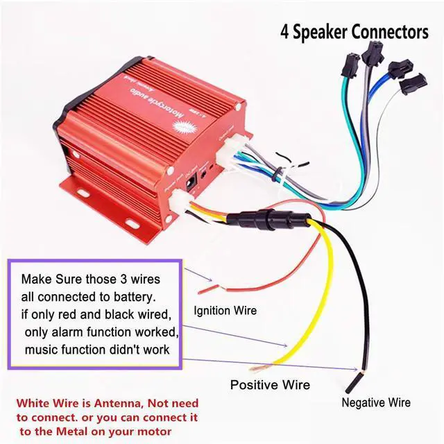 Alt view image 4 of 5 - XYC 12V 4 Channel UTV ATV Golf Cart Motorcycle Weatherproof Bluetooth Speakers MP3 Music Player Sound Audio Stereo Amplifier System AUX in USB SD FM Radio Motorbike Speaker