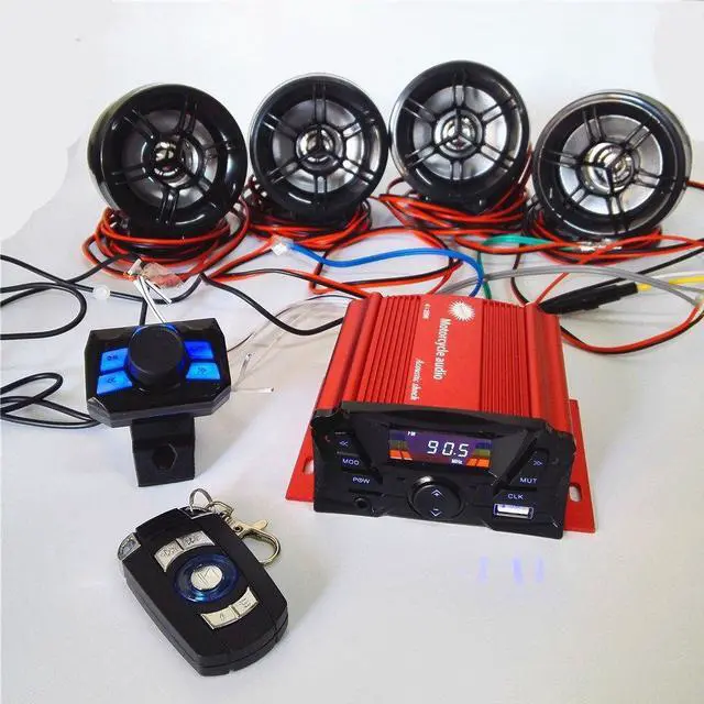 Alt view image 5 of 5 - XYC 12V 4 Channel UTV ATV Golf Cart Motorcycle Weatherproof Bluetooth Speakers MP3 Music Player Sound Audio Stereo Amplifier System AUX in USB SD FM Radio Motorbike Speaker