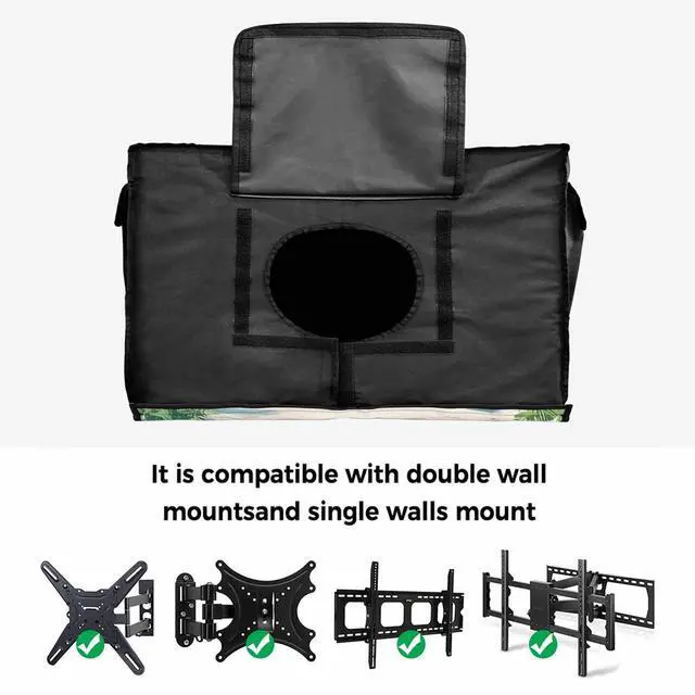 Alt view image 4 of 5 - Outdoor TV Cover - Summer Palm Tree Ocean Beach Boat Waterproof and Weatherproof 70"-75" LCD Movable Shield TV Display Screen Protector Outside Television Covers