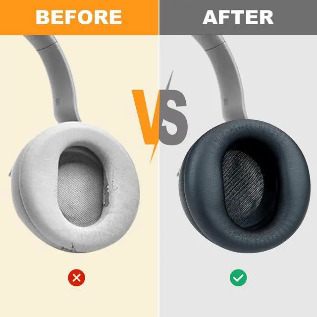 Alt view image 4 of 5 - SINOWO Replacement Earpads for Microsoft Surface Headphones 1 2 Wireless Noise Cancellation Headsets,Ear Pads Cushions with High-Density Noise Isolation Foam,Soft Protein Leather-Black