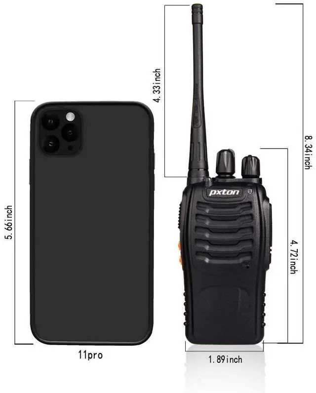 Alt view image 3 of 5 - pxton Walkie Talkies Rechargeable Long Range Two-Way Radios with Earpieces,2-Way Radios UHF Handheld Transceiver Walky Talky with Flashlight Li-ion Battery and Charger2 Pack