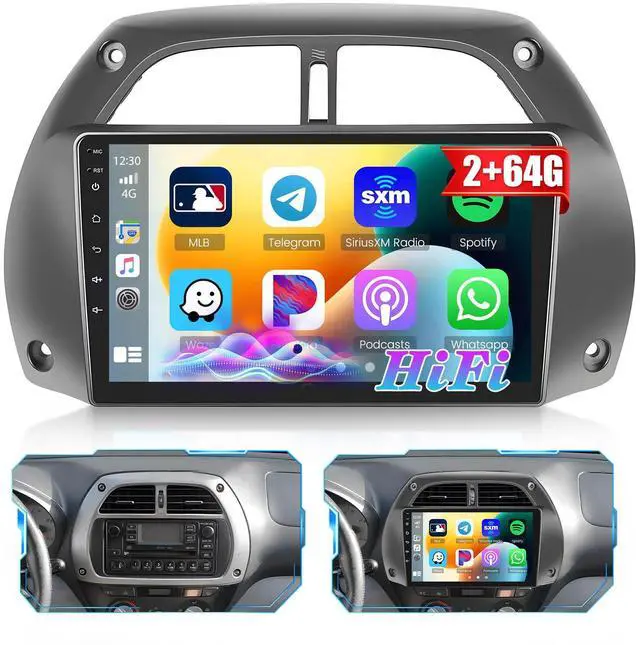 Main image of Roinvou Car Radio for Toyota RAV4 2000 2001 2002 2003, [2G+64G] 9 Inch Android 13 Touch Screen with Wireless Carplay/Android Auto, Bluetooth, GPS, WiFi, SWC, HiFi + AHD Backup Camera