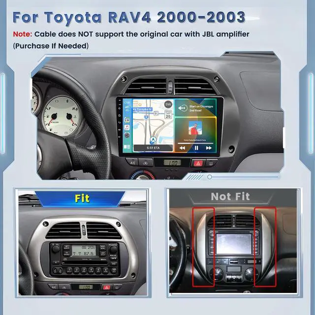 Alt view image 2 of 5 - Roinvou Car Radio for Toyota RAV4 2000 2001 2002 2003, [2G+64G] 9 Inch Android 13 Touch Screen with Wireless Carplay/Android Auto, Bluetooth, GPS, WiFi, SWC, HiFi + AHD Backup Camera