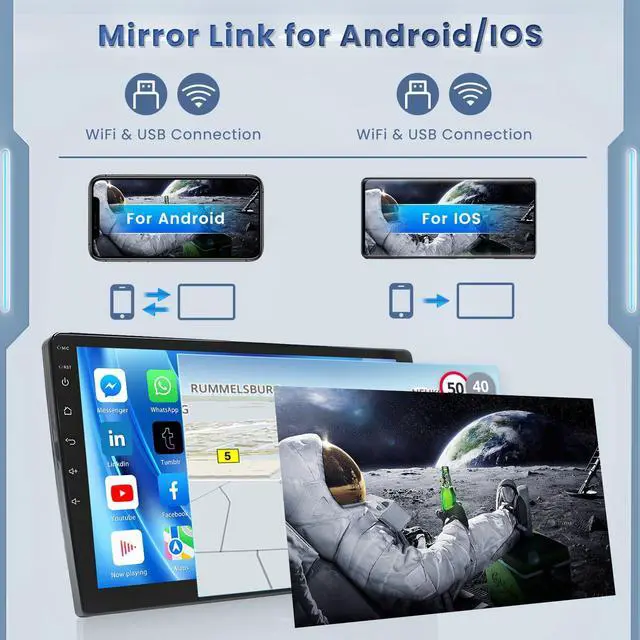 Alt view image 5 of 5 - Roinvou Car Radio for Toyota RAV4 2000 2001 2002 2003, [2G+64G] 9 Inch Android 13 Touch Screen with Wireless Carplay/Android Auto, Bluetooth, GPS, WiFi, SWC, HiFi + AHD Backup Camera