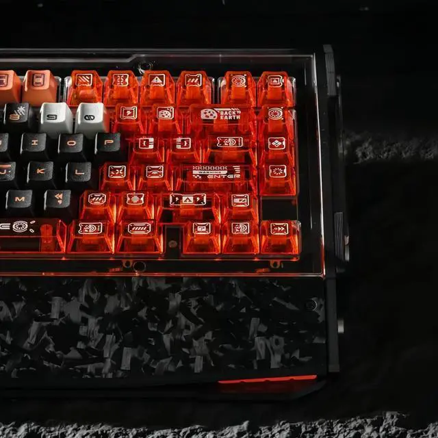 Alt view image 3 of 5 - ULTRAEQUIP Clear Keycaps + PBT Keycaps Transparent keycaps 182Keys Side Printed Keycaps Dye Sub Shine Through Keycaps Cherry Profile Keycap Set for MX Switch Mechanical Keyboard Key Cap (Side Printed)