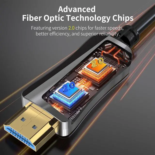 Alt view image 2 of 5 - ATZEBE Fiber Optic HDMI Cable 328ft, Fiber HDMI Cable Supports 4K@60Hz, 4:4:4/4:2:2/4:2:0, HDR, Dolby Vision, HDCP2.2, ARC, 3D, High Speed 18Gbps, Slim and Flexible HDMI Fiber Optic Cable