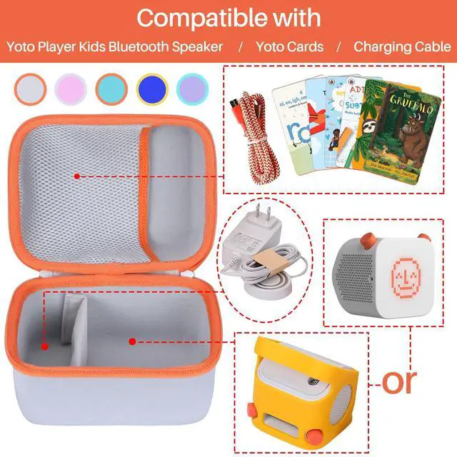 Alt view image 3 of 5 - Lebakort Hard Case Compatible with Yoto Player Kids Speaker Kids Audio Music Children Player (Off White + Orange Case)