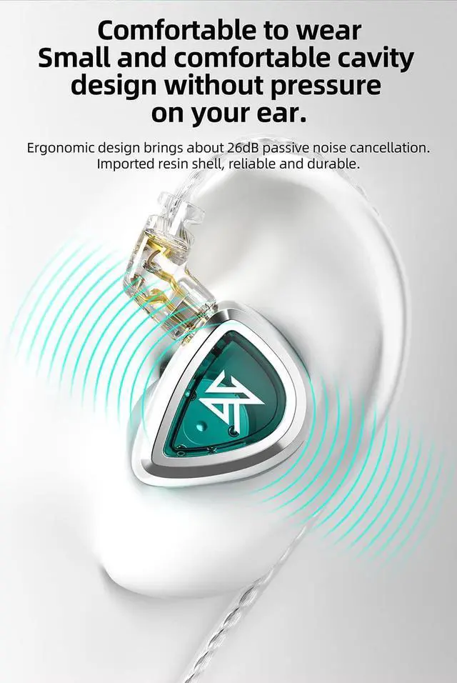 Alt view image 5 of 5 - KZ EDC in-Ear Monitors, HiFi Stereo Stage/Studio IEM Wired Noise Isolating Sport Earphones/Earbuds/Headphones with Detachable Cable for Musician Audiophile (with Mic, EDA 3 in 1)