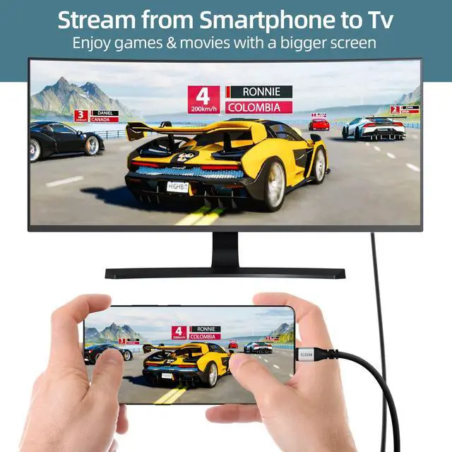 Alt view image 4 of 5 - Elecan USB C to HDMI Cable 50 Ft, 4K@60Hz HDR, Double Chips Gold-Plated High-Speed USB 3.1 Type-C to HDMI 2.0 Cord Thunderbolt 3/4 Compatible Galaxy MacBook Pro/Air iPad Pro Surface Dell HP + 5 Ties