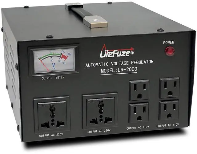 Main image of LiteFuze 2000 Watt Voltage Regulator with Transformer Step Up/Down 110V/220V - IEC Detachable Cord - Circuit Breaker (LR-2000)
