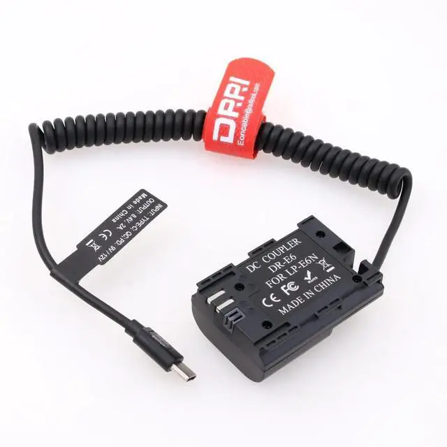 Alt view image 3 of 4 - DRRI LP-E6 to USB Type-C PD Power Cable for EOS 70D 7D 60D 6D 5D Mark II III 5DS 5DS-R Cameras