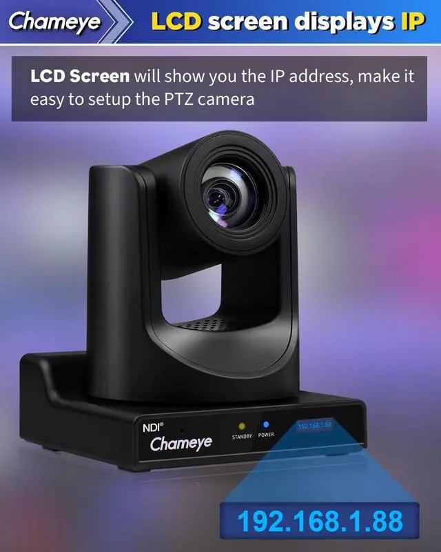 Alt view image 5 of 5 - Chameye NDI PTZ Camera 20x Optical Zoom AI Auto Tracking 1080P 60fps with 3G-SDI IP PoE HDMI PTZ Camera for Church Worship Live Streaming Education Events, C720N (NDI HX3 Certified)