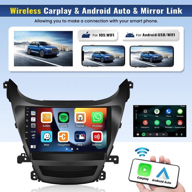 Alt view image 3 of 5 - CAMECHO Android 13 Car Stereo for Hyundai Elantra 2014-2016 Radio,Wireless Carplay Android Auto Mirror Link, 9" Touch Screen Car Radio Bluetooth, HiFi, EQ, GPS, FM/RDS, WiFi + Backup Camera 2G+32G