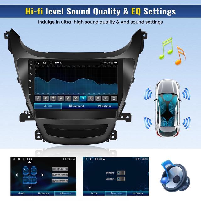 Alt view image 4 of 5 - CAMECHO Android 13 Car Stereo for Hyundai Elantra 2014-2016 Radio,Wireless Carplay Android Auto Mirror Link, 9" Touch Screen Car Radio Bluetooth, HiFi, EQ, GPS, FM/RDS, WiFi + Backup Camera 2G+32G
