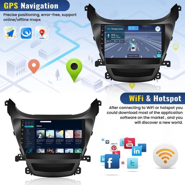 Alt view image 5 of 5 - CAMECHO Android 13 Car Stereo for Hyundai Elantra 2014-2016 Radio,Wireless Carplay Android Auto Mirror Link, 9" Touch Screen Car Radio Bluetooth, HiFi, EQ, GPS, FM/RDS, WiFi + Backup Camera 2G+32G