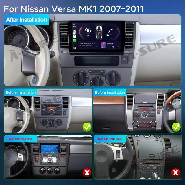 Alt view image 2 of 5 - ASURE 9" Car Stereo Radio Upgrade for Nissan Versa 2007-2011,4Core 2+64GB Android System Car in-Dash Navigation GPS Unit with Wireless Carplay,Android Auto,1280x800 HD Touchscreen Multimedia Player