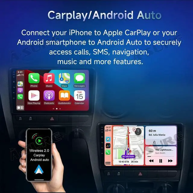 Alt view image 5 of 5 - ASURE 9" Car Stereo Radio Upgrade for Nissan Versa 2007-2011,4Core 2+64GB Android System Car in-Dash Navigation GPS Unit with Wireless Carplay,Android Auto,1280x800 HD Touchscreen Multimedia Player