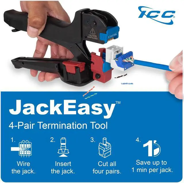 Alt view image 4 of 5 - ICC CAT5e Keystone Jack with Inline IDC No Pair Split Wiring (Easier Termination) UL Listed PoE++ TAA VoIP Compliant for Wall Plate or Patch Panel, Works with JackEasy Termination Tool, Ivory 25 Pack