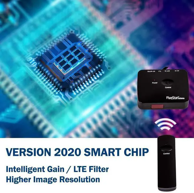 Alt view image 3 of 5 - Five Star Outdoor Digital Amplified HDTV Antenna - up to 200 Mile Long Range, Directional 360 Degree Rotation by Remote Control, Intelligent Gain for HD 4K 1080P FM Support 2 TVs