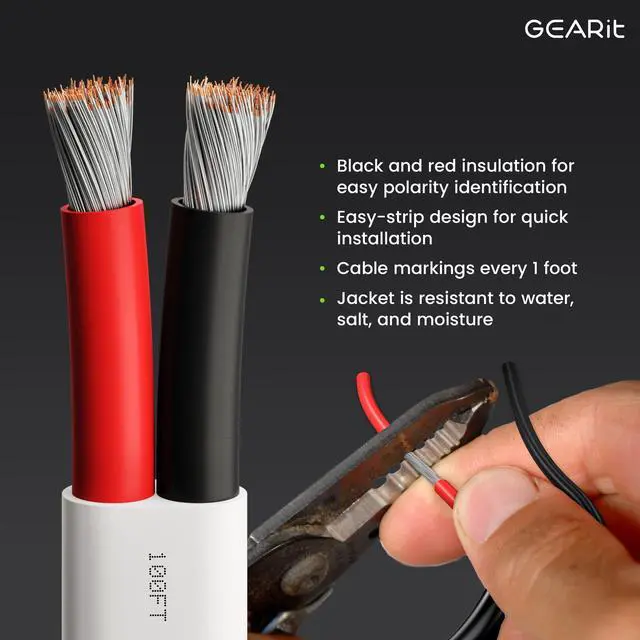 Alt view image 2 of 5 - GEARit 12 Gauge Marine Wire, 12/2 AWG (50ft) Marine Grade Tinned Copper Oxygen Free, Duplex 2-Conductor Insulated Red & Black Electrical Cable for Boat, Automotive, RV, Camper, Trailer