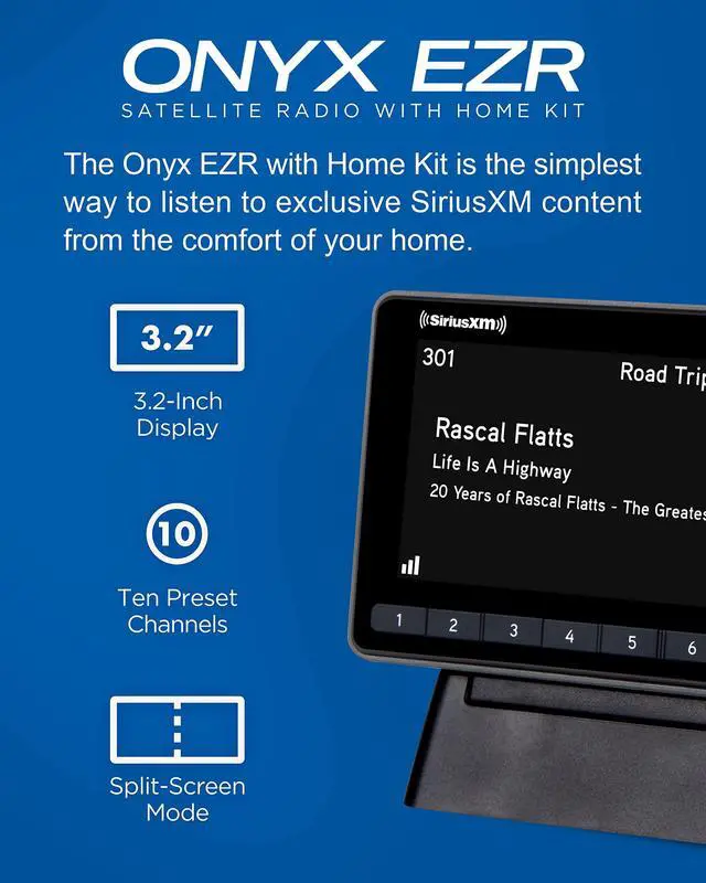 Alt view image 2 of 5 - SiriusXM SXEZR1H1 Onyx EZR Satellite Radio with Home Kit - Hear SiriusXM on Your Home Stereo or Powered Speakers