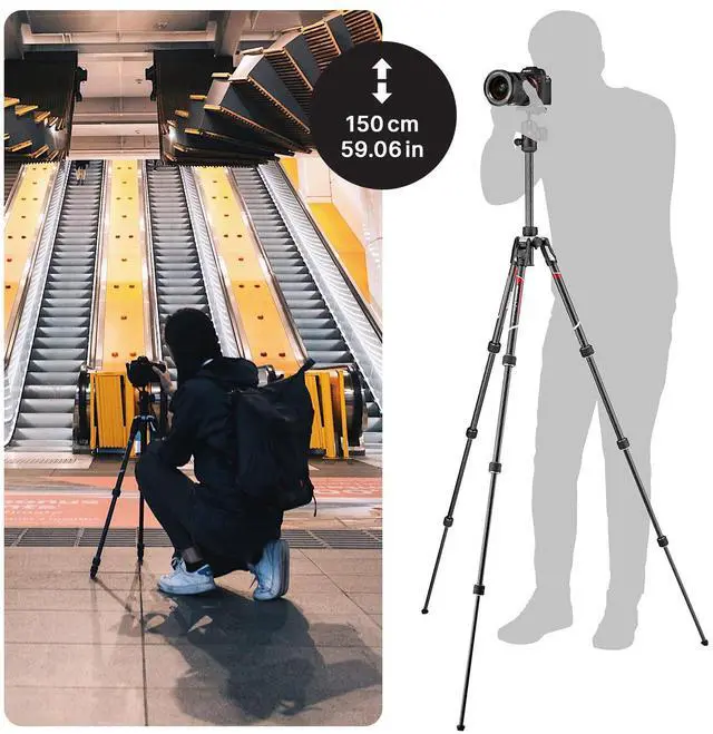 Alt view image 2 of 5 - Manfrotto Befree Advanced 4-Section Carbon Fiber Travel Tripod with 494 Center Ball Head, Black