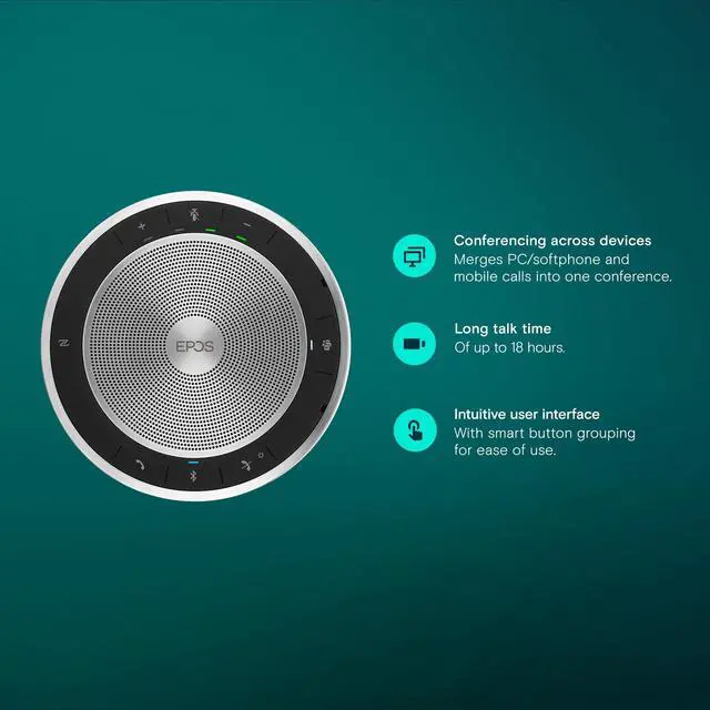Alt view image 3 of 5 - EPOS Expand SP 30T (1000225) Portable Bluetooth Speakerphone - Instant Conferencing Anywhere - Sound-Enhanced - PC, Mobile Phone & Softphone Connection