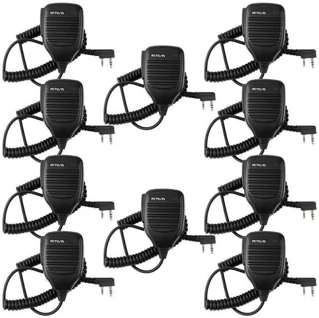 Main image of Retevis 2 Pin Shoulder Mic Speaker, Walkie Talkie Mic, Compatible with Retevis H-777 RT22 RT68 RT21 H777S RT85 RT17 RT19 RT15 BAOFENG UV-5R BF-F8HP Samcom pxton TIDRADIO Kenwood Walkie Talkie (5 Pack)
