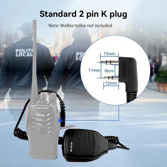 Alt view image 2 of 5 - Retevis 2 Pin Shoulder Mic Speaker, Walkie Talkie Mic, Compatible with Retevis H-777 RT22 RT68 RT21 H777S RT85 RT17 RT19 RT15 BAOFENG UV-5R BF-F8HP Samcom pxton TIDRADIO Kenwood Walkie Talkie (5 Pack)