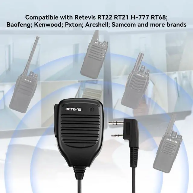Alt view image 5 of 5 - Retevis 2 Pin Shoulder Mic Speaker, Walkie Talkie Mic, Compatible with Retevis H-777 RT22 RT68 RT21 H777S RT85 RT17 RT19 RT15 BAOFENG UV-5R BF-F8HP Samcom pxton TIDRADIO Kenwood Walkie Talkie (5 Pack)