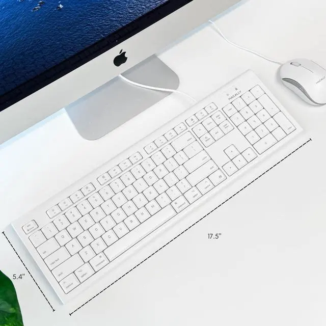 Alt view image 2 of 5 - Macally Full-Size USB Wired Keyboard for Mac Mini/Pro, iMac Desktop Computer, MacBook Pro/Air Desktop w/ 16 Compatible Apple Keyboard with Numeric Keypad, Rubber Domed Keycaps - Spill Proof