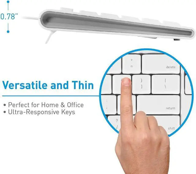 Alt view image 4 of 5 - Macally Full-Size USB Wired Keyboard for Mac Mini/Pro, iMac Desktop Computer, MacBook Pro/Air Desktop w/ 16 Compatible Apple Keyboard with Numeric Keypad, Rubber Domed Keycaps - Spill Proof