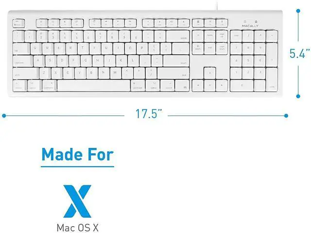 Alt view image 5 of 5 - Macally Full-Size USB Wired Keyboard for Mac Mini/Pro, iMac Desktop Computer, MacBook Pro/Air Desktop w/ 16 Compatible Apple Keyboard with Numeric Keypad, Rubber Domed Keycaps - Spill Proof