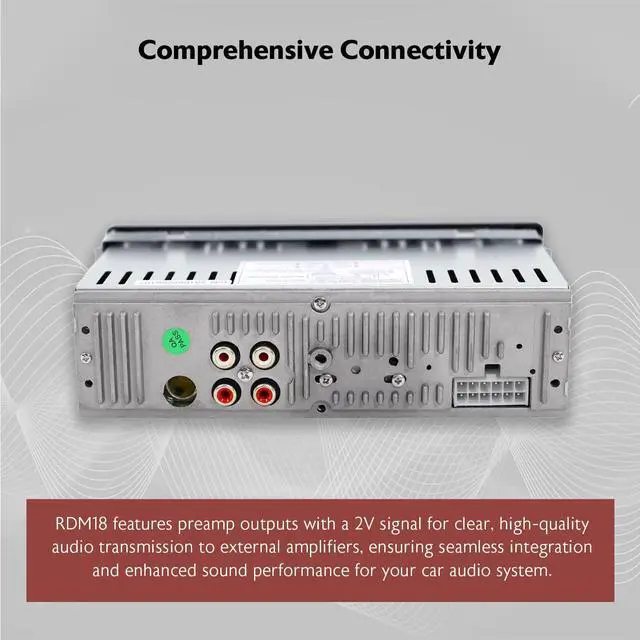 Alt view image 5 of 5 - Rockville RDM18 V2 In-Dash Digital Media Car Receiver, 50W, 4 Channels, Bluetooth, AM/FM, MP3, USB/SD, Color Selectable, Remote, Perfect for Car Audio