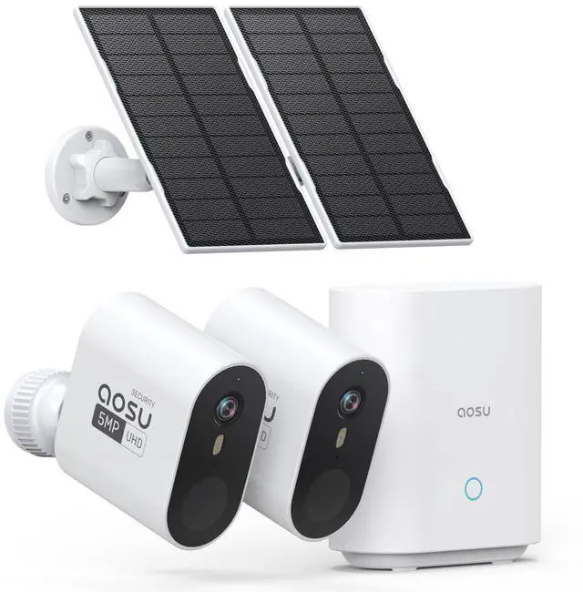 Alt view image 3 of 3 - AOSU 5MP SolarCam Max System 2-Cam-Kit + 2K Indoor Camera