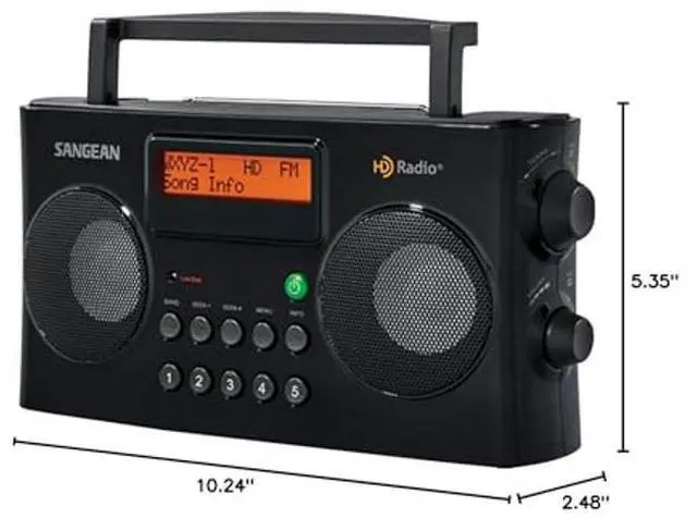 Alt view image 3 of 3 - Sangean HDR-16 HD Radio/FM-Stereo/AM Portable Radio, Black