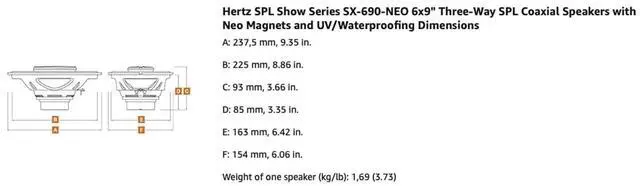 Alt view image 5 of 5 - Hertz SPL Show Series SX-690-NEO 6x9 Three-Way SPL Coaxial Speakers with Neo Magnets and UV/Waterproofing