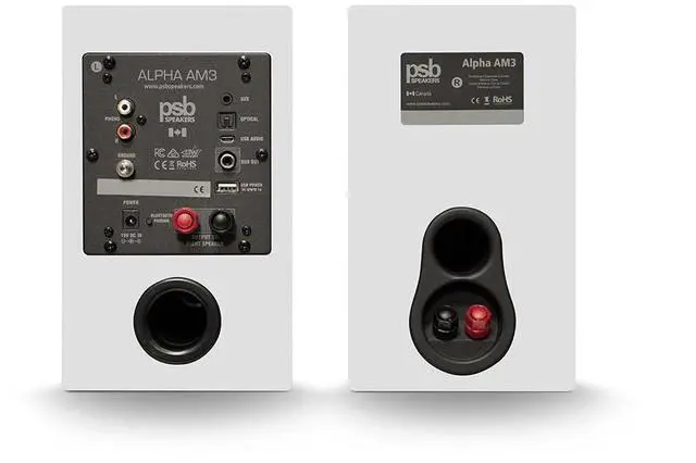 Alt view image 3 of 4 - PSB Speakers Alpha AM3 Compact Powered Speakers with Bluetooth and Phono Preamp - White