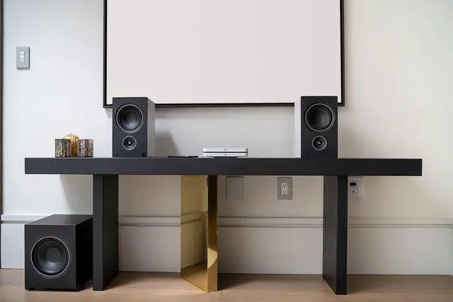 Alt view image 2 of 4 - PSB Speakers Alpha AM3 Compact Powered Speakers with Bluetooth and Phono Preamp - White
