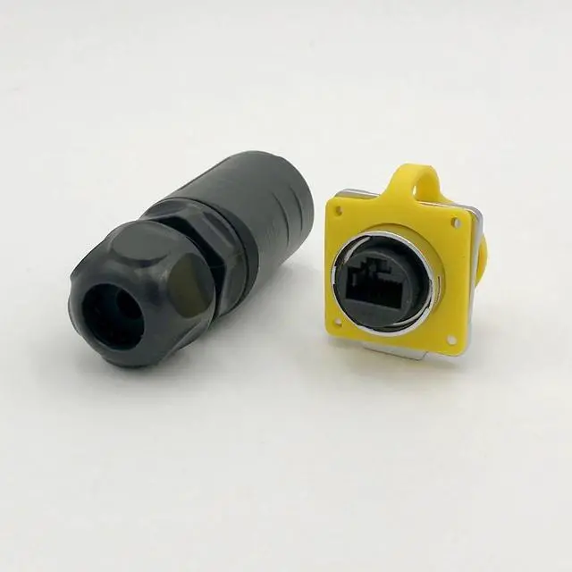 Alt view image 2 of 5 - CNLINKO RJ45 Ethernet Industrial Circular Connector, Male Plug & Female Panel Mount Receptacles Socket Jack, Outdoor Waterproof IP67, Fast Data, Heavy Duty