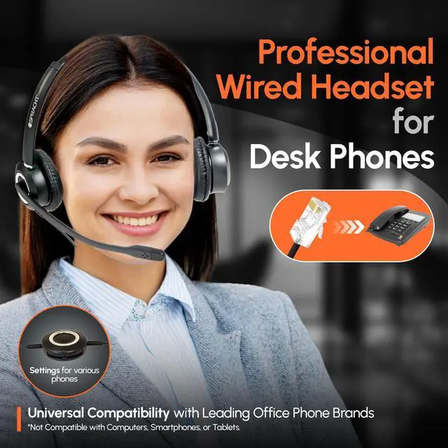 Alt view image 2 of 5 - Spracht Zum RJ9 Dual Ear Wired Headset for Desktop Phones | Universal Telephone Headsets for Office Telephones | Works with Polycom Digium Nortel Yealink Grandstream Cisco